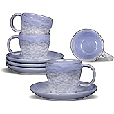 BOILMERIT 3oz Italian Espresso Cups set of 4, Vintage Ceramic Double Espresso Coffee Cups with Saucers, Small Demitasse Coffee Mug Set for Espresso Machine