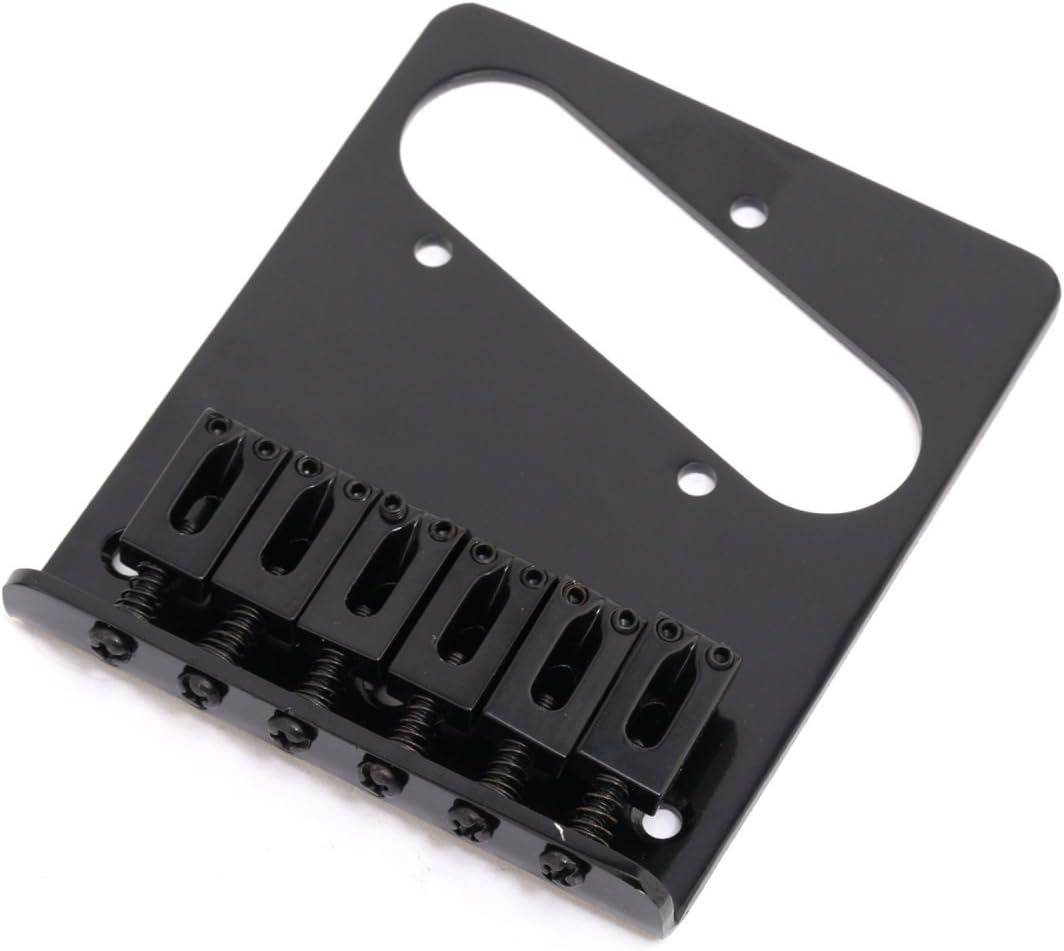 Musiclily 54mm Tele Bridge with 6 Modern Saddles for Squier Telecaster Electric Guitar,Black