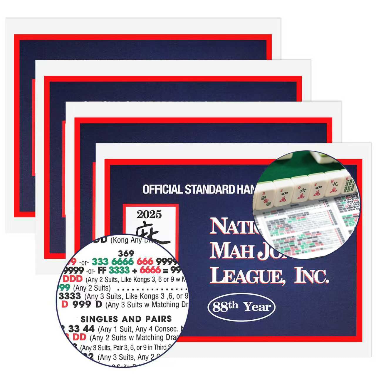 BOBOFISH mah Jong 2025 Cards 2025 NMJL Mah Jong Card Official Revision Large Size - 4Pcs
