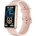 HUAKUA Fitness Tracker No Bluetooth No APP No Phone Needed, Fitness Watch for Men Women Parents IP68 Waterproof with Full Touch Screen Steps Calories Counter Sleep Tracker Alarm Clocks (Pink)