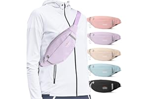 WISEPACK Fanny Packs for Women Fashionable Crossbody Bags Belt bag Multi-color Waterproof Waist Bag Plus Size Fanny Pack for Men with Headphone Jack for Running Fit All Phones Purple