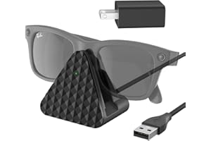 GAMOREK Charging Stand for Ray-Ban Meta Smart Glasses, Protable Fast Charger Dock with Adapter & Cable 3.3FT