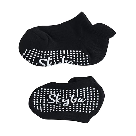 Skyba Stoppersocken Kinder- Anti Rutsch Rutschfeste Socken Kleinkinder Jungen Mädchen Baby (Schwarz, vier Paare)