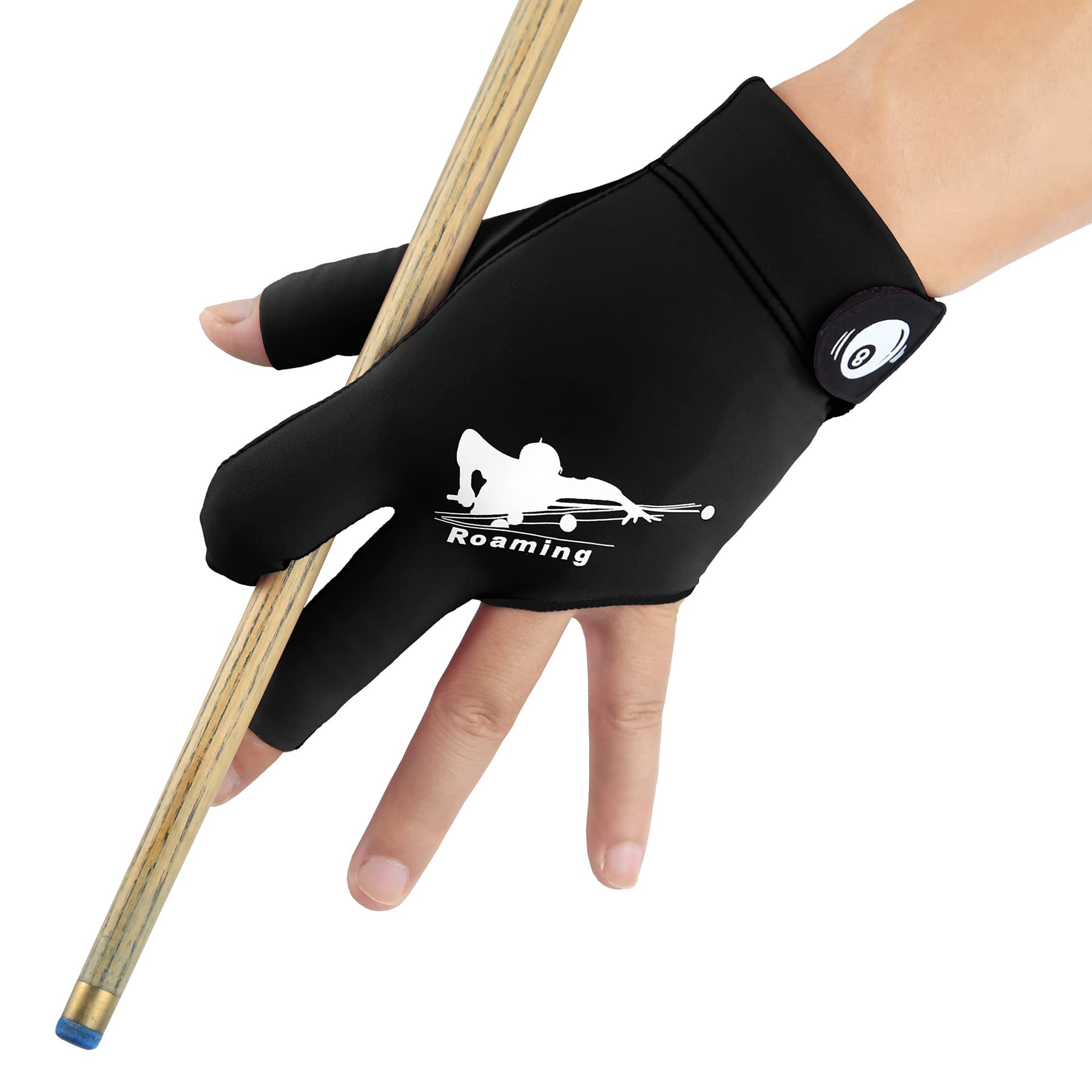 Roaming Billiard Gloves Breathable Quick Dry Sports Gloves for Carom Shooter Left Hand Pool Cue (Black-Left, L/XL) — image 1