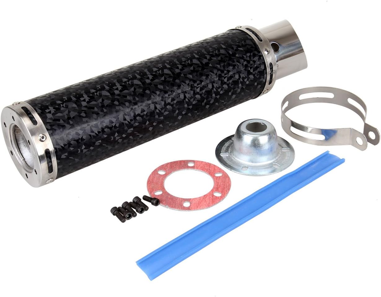 Ambience 50mm Universal Motorcycle Carbon Fiber Exhaust Muffler Pipe Tip Silencer