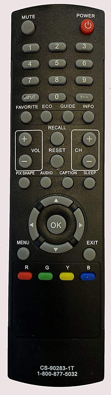 ezControl CS-90283-1T Remote Control Compatible with Sanyo CS-90283-1T Remote for Sanyo TVs DP32242 DP55441 DP46142 DP40142 DP42142 DP32640 DP42740 DP42841 DP46841 DP50741 DP50842 DP24E14