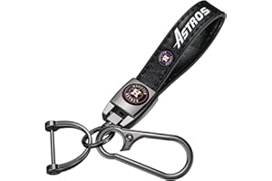 EMIJOY Car Keychain Keyring for Huston Astros Baseball Fans,Huston Astros Accessories Women/Men's Keychains for Vehicles,Leather Key Ring Lanyard for Car Key Fob Holder,Key Fob Keyring Replacement