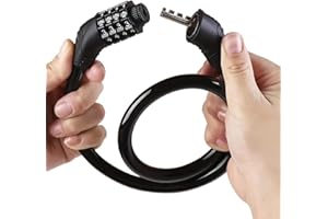 Anti-Theft Bike Lock Cable with 4-Digit Combination, Weatherproof TPU-Coated Bicycle Lock with Mounting Bracket for Bikes, E-