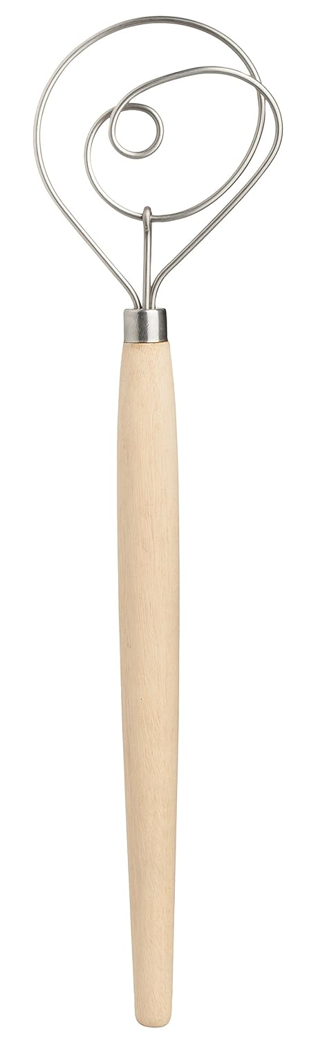 Mrs. Anderson's Baking 43753 Anderson’s Dough Whisk, 18/8 Stainless Steel Blade, 15-Inches, wood