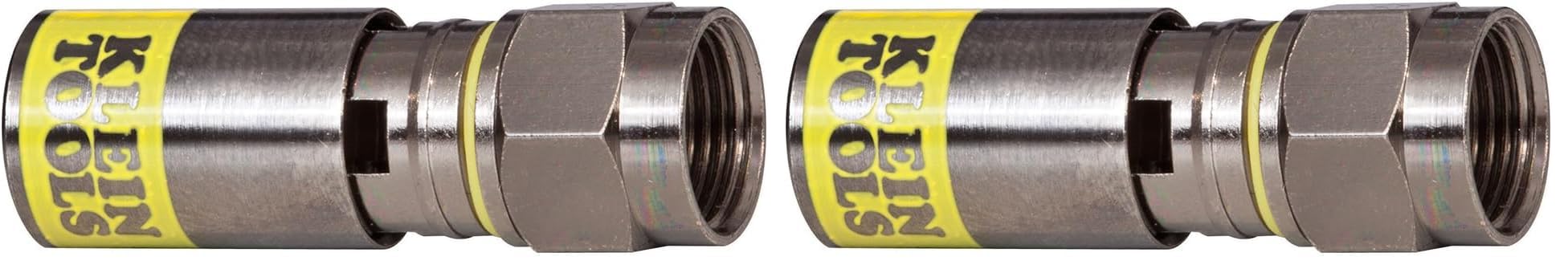Klein Tools VDV812-606 F-Connector for RG6/6Q Coaxial Cable, Universal Compression Connectors, Male, Professional Grade, 20-Pack Image