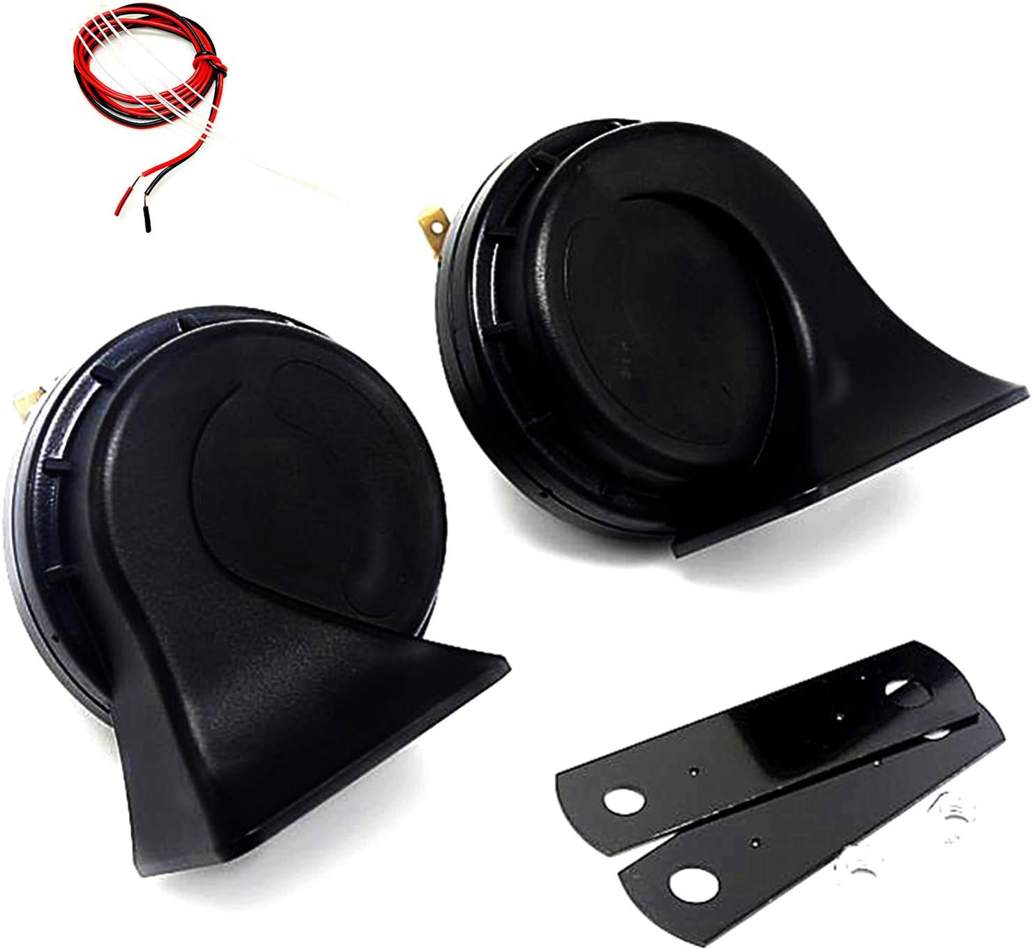 Viping Car Horn Car Snail Horns 130DB Truck Horn Air Horn Double Tone Loud Speaker Black Electric Horn High Tone and Low Tone Horn Waterproof Horns for Any 12V Boat Ship car Moto Vans Truck etc: Automotive