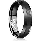 NUNCAD Classic Tungsten Ring for Men Silver/Gold/Black 6mm Wedding Band Brushed Finish Center Polished Enhanced Beveled Edges Comfort Fit Size 7-12