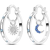Parmuz 925 Sterling Silver Earrings Hoops for Women Ladies Simple Lightweight Twisted Medium Hoop Earrings With Cubic Zirconia Hypoallergenic Jewelry for Her