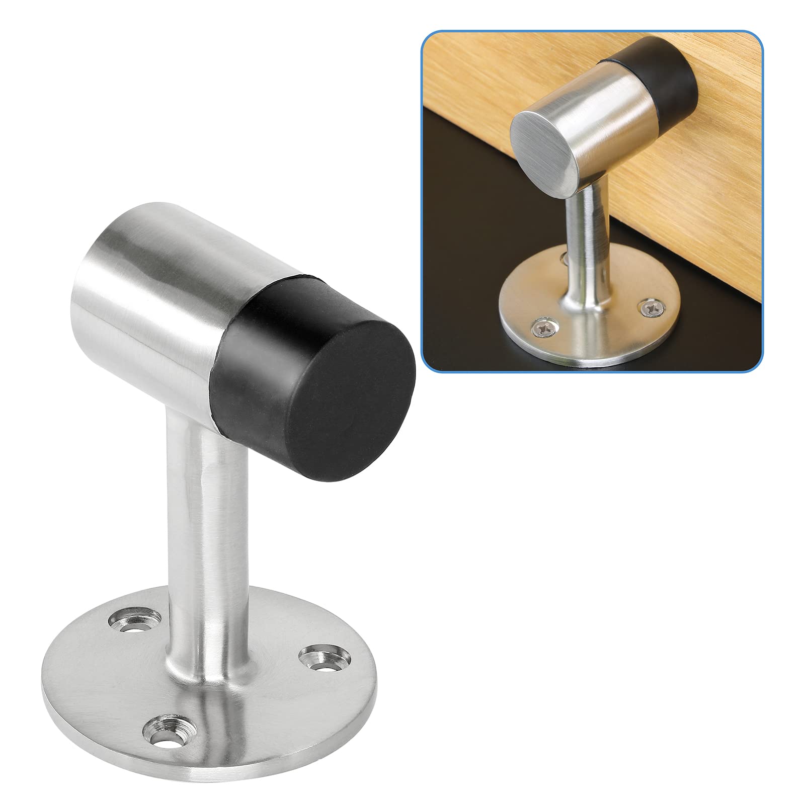 Photo 1 of Masendelk Floor Mount Door Stopper, Heavy Duty Door Stop Brushed Nickel Doorstop with Rubber Bumper & Stainless Steel Screws, 3 Inch Height