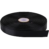 Hoisre 1/2 Inch x 50 Yards Polyester Ribbon - Black | Single-Faced Craft Ribbon for Bows, Gift Packaging, Scrapbooking