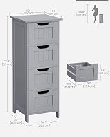 VASAGLE Mystic Grey 30x30x82 cm Bathroom Cabinet with 4 Drawers view 6