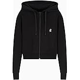 Armani Exchange womens Icon Logo Cropped Zip Hoodie