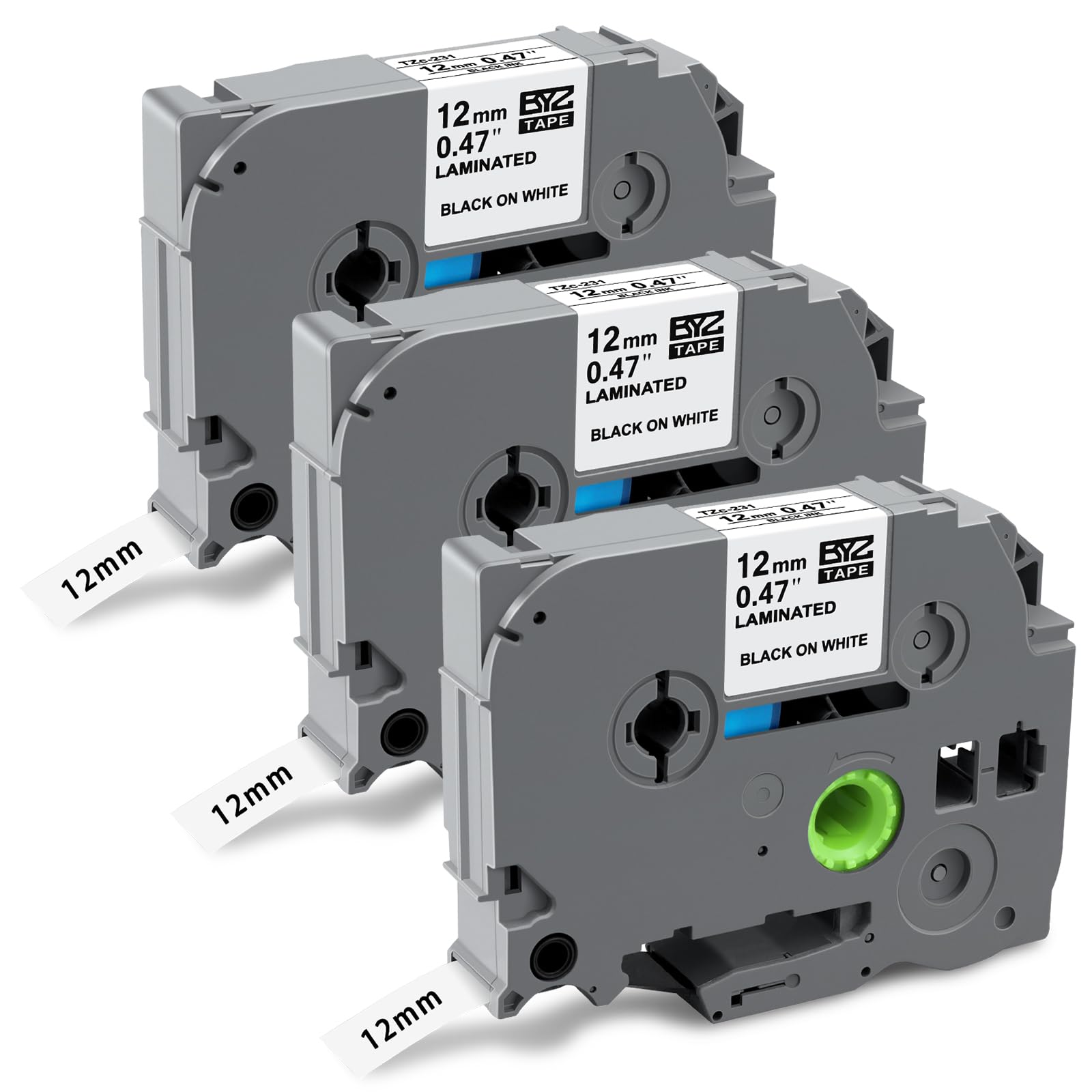 Tze-231 Tz Tape 12mm Compatible with Brother P-Touch Label Tape 12mm 0.47 Laminated for Brother Label Printer for H110 E110 H100R H100LB H108 H101C H200 D210VP P300BT 1000 Black on White,5-Pack