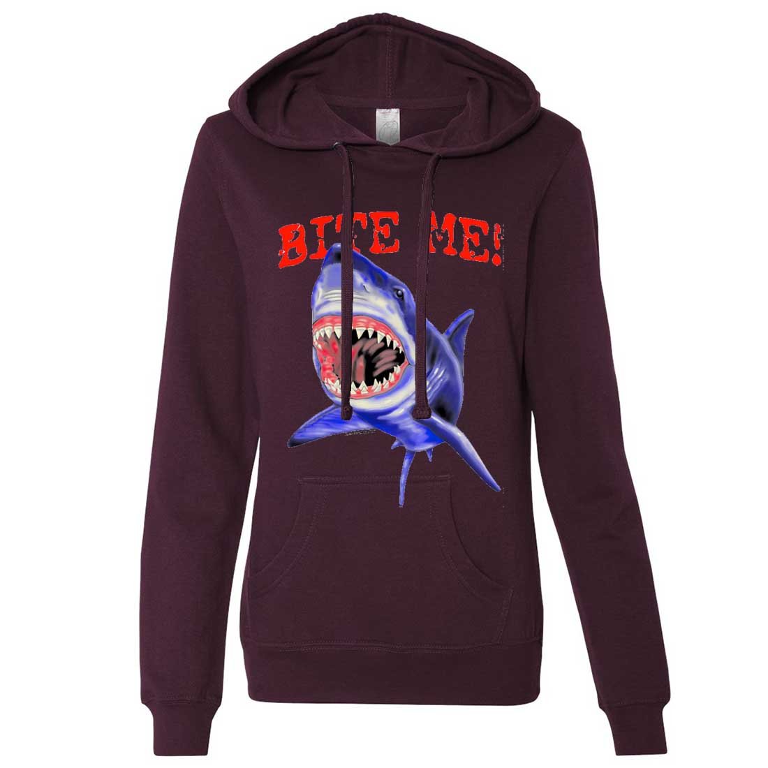 Bite Me Great White Shark Ladies Lt./Wt. Hoodie