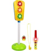Kiddie Play Traffic Light Toy for Kids Cars and Bikes (2 FT Tall) | Lights and Sounds, Wand, Whistle, Badge, Educational Toy - Teaches Traffic Rules