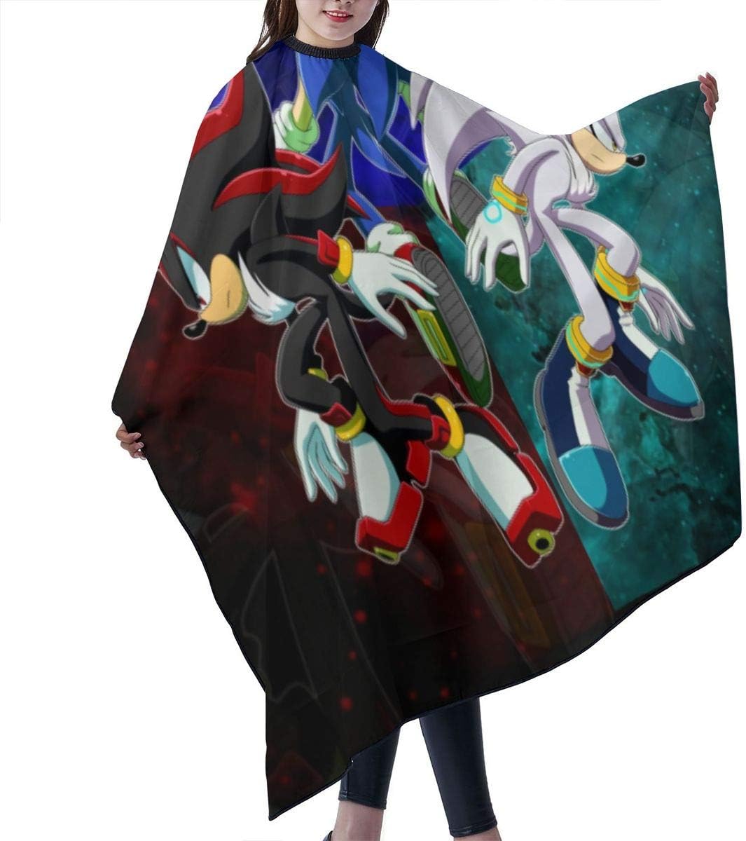 TeriDDeas Sonic The Hedgehog Hairdresser Shawl Haircut Waterproof Anti-Static Hairdressing Salon Apron Professional Hair Products Haircut Apron
