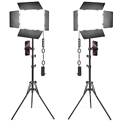 2 Pack LED Video Light Kit with Barn Door, Icceue