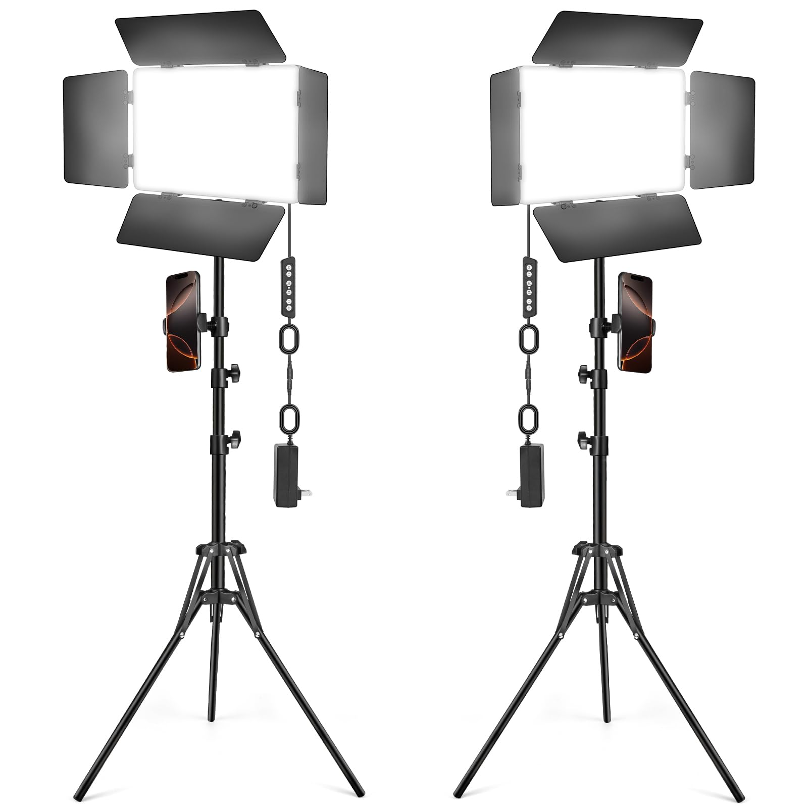 2 Pack LED Video Light Kit with Barn Door, Icceue