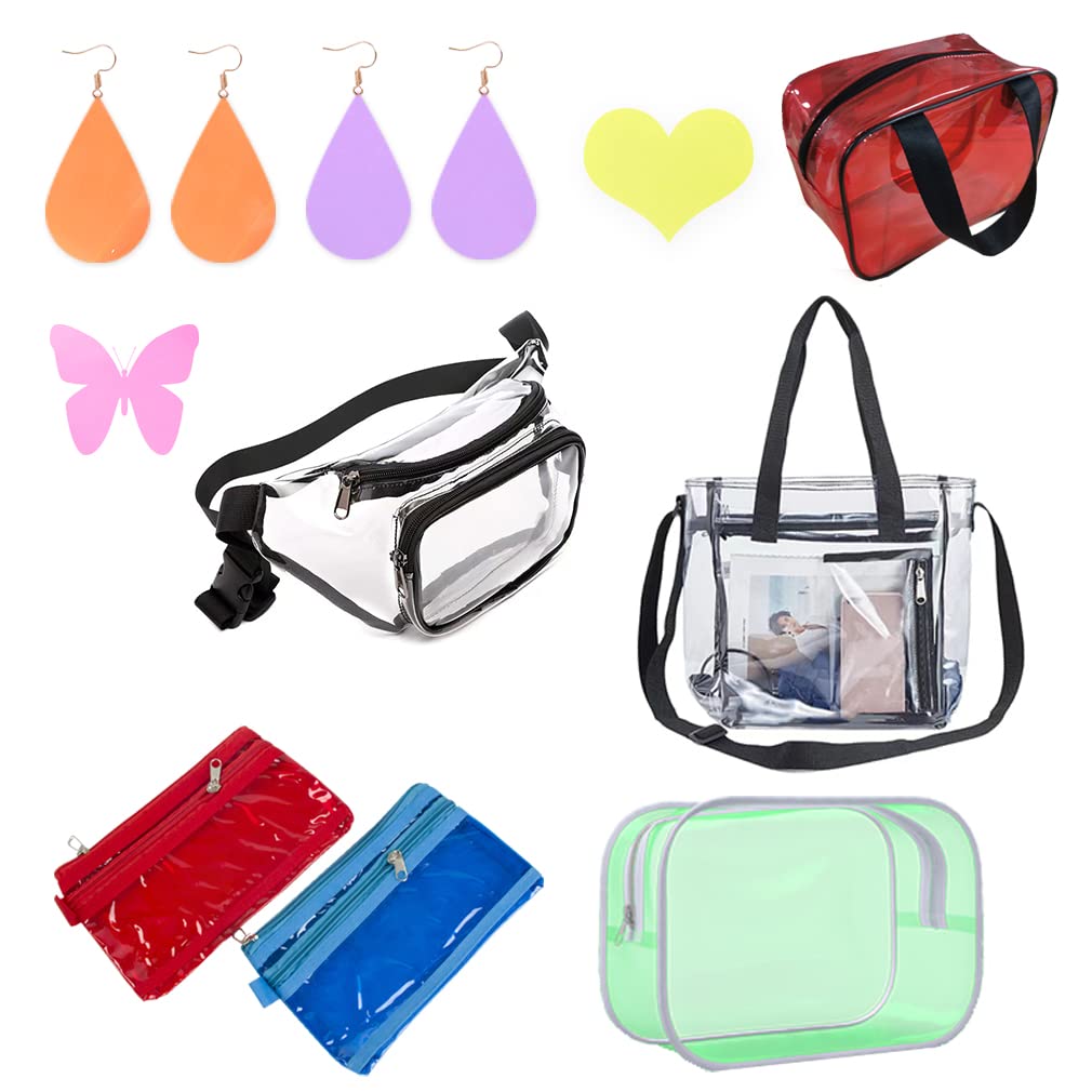 HYANG Transparent PVC Super Clear Holographic Vinyl Sheets 1 Roll 11.8''x47'' (30cmx120cm) for DIY Bows Earrings Bags DIY Crafts Making (HY-101)