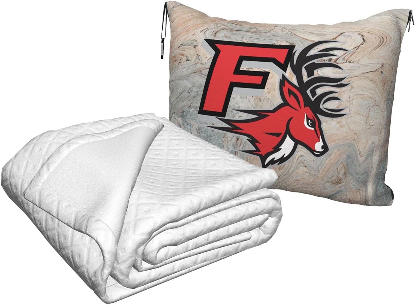 Travel Pillow Blanket 2 in 1,Fairfield University Logo Blanket Pillow Multipurpose Super Soft Bed Blanket Square Throw Pillow for Camping Airplane Car Train Home Decor