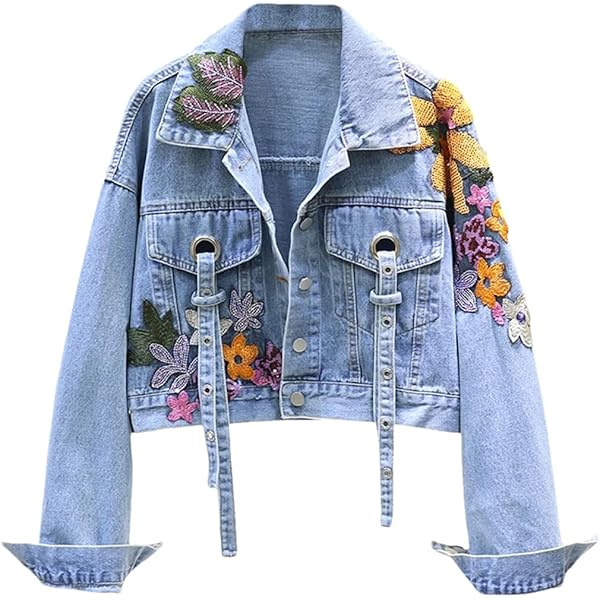 POPPY あさぎーにょ SILVER FLOWER DENIM JACKET Silver flower denim jacket