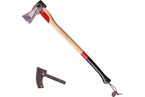 Adler - The Long Splitter, 31.5 inch Anti-Slip Hickory Handle, Leather Sheath, Splitting Axe for Rounds up to 10'', 4.4 Pound Head, German Made