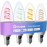 Govee E12 LED Candle Bulb, Smart Chandelier Light Bulbs for Living Room | RGBWW Color Changing, 2000K-6500K, Candelabra Light Bulbs Work with Matter, Alexa &amp; Google Assistant, Vintage Edison Style