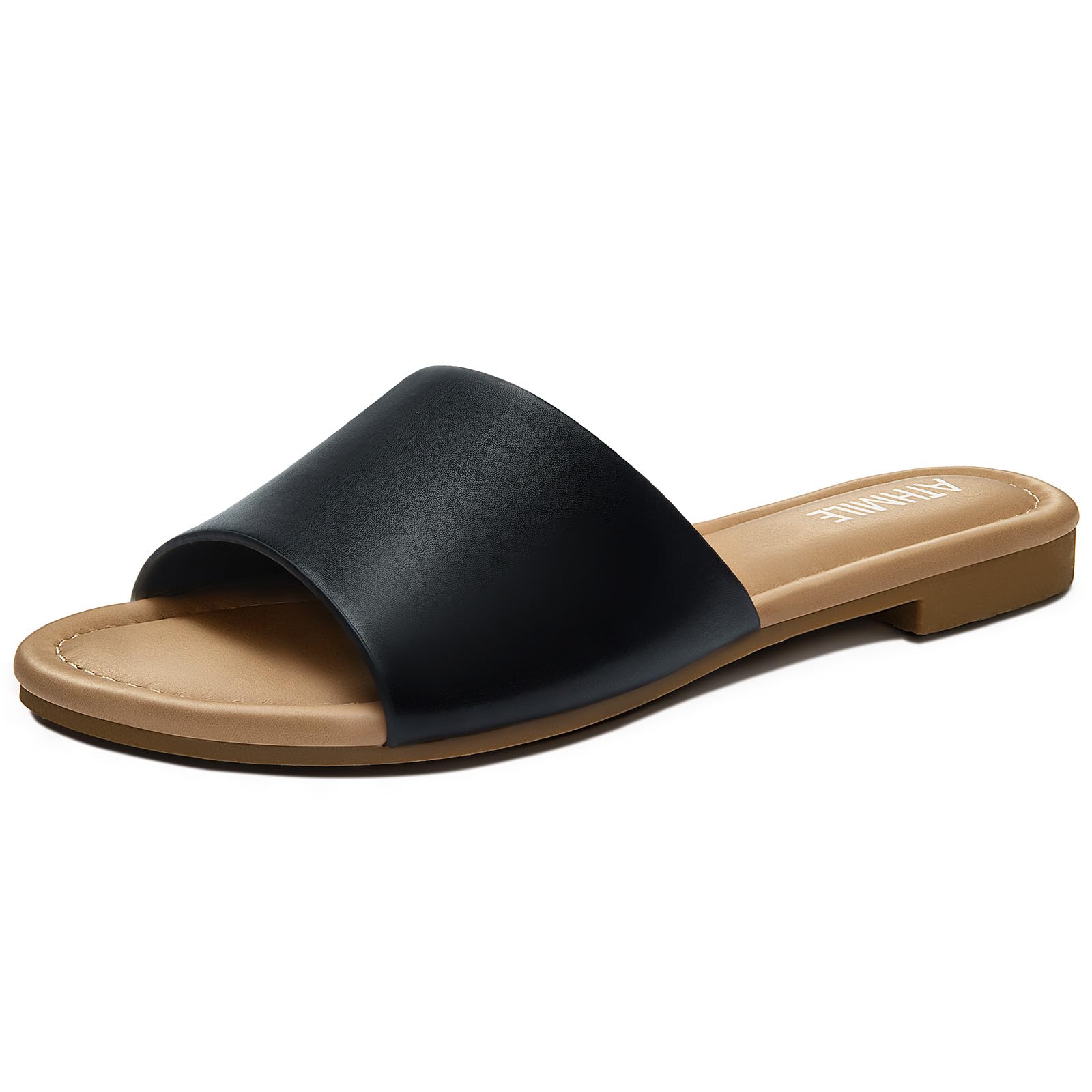 Photo 1 of ATHMILE Sandals for Women 2025 One Band Womens Sandals Dressy Open Toe Flats Summer Slides for Casual Party Cute Beach