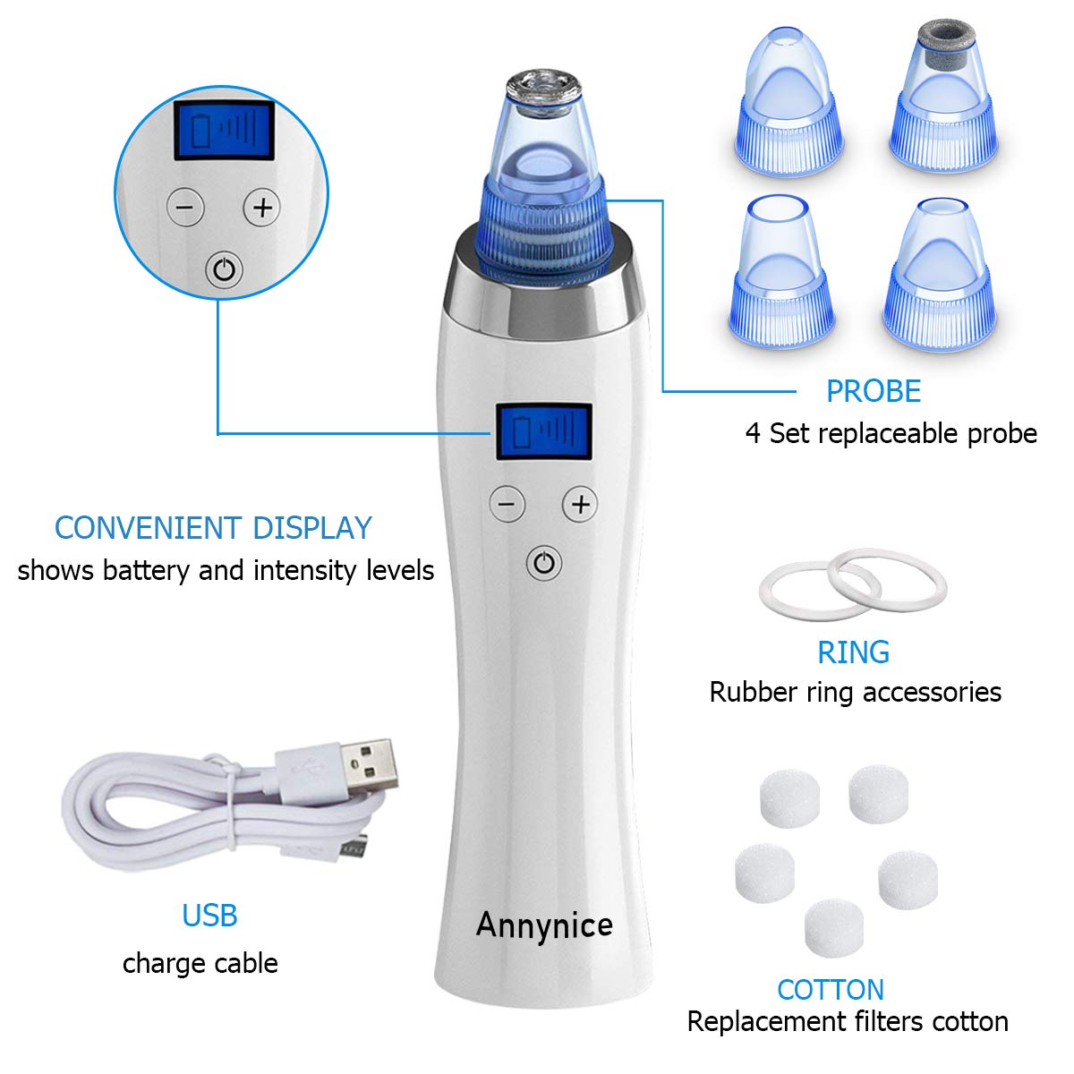 Blackhead Remover Pore Vacuum Comedo Blackhead Vacuum Suction Microdermabrasion Electric Acne Extractor Blackhead Cleaning Tool Exfoliating Machine with LED Display for Facial Skin Treatment: Beauty