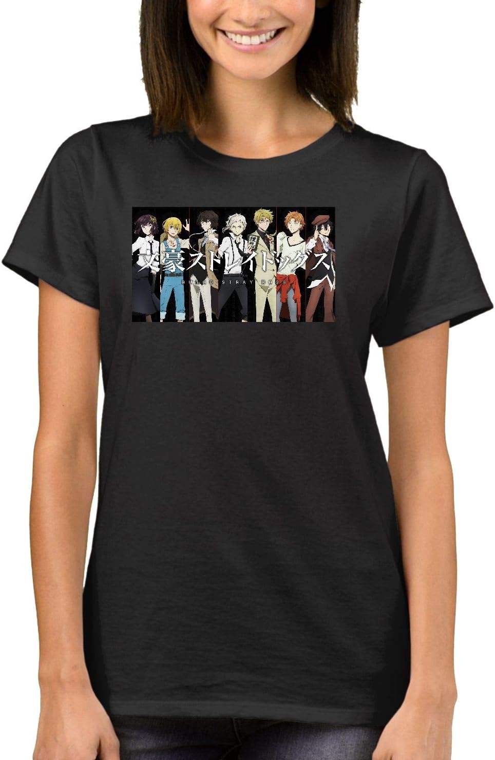 YUEXION Women's Bungo Stray Dogs Anime T-Shirts Balck