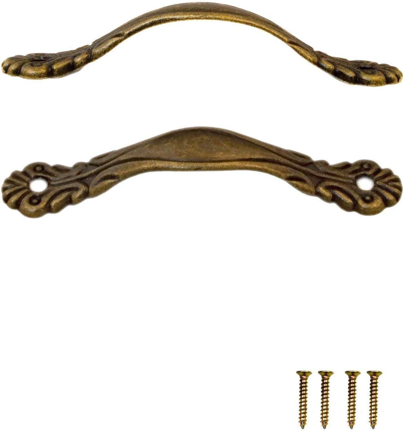 Fuxxer - 2x Antique Bronze Design Drawer Handles Buffets Dresser Drawer Handles Vintage Rustic Retro Style 80x14mm
