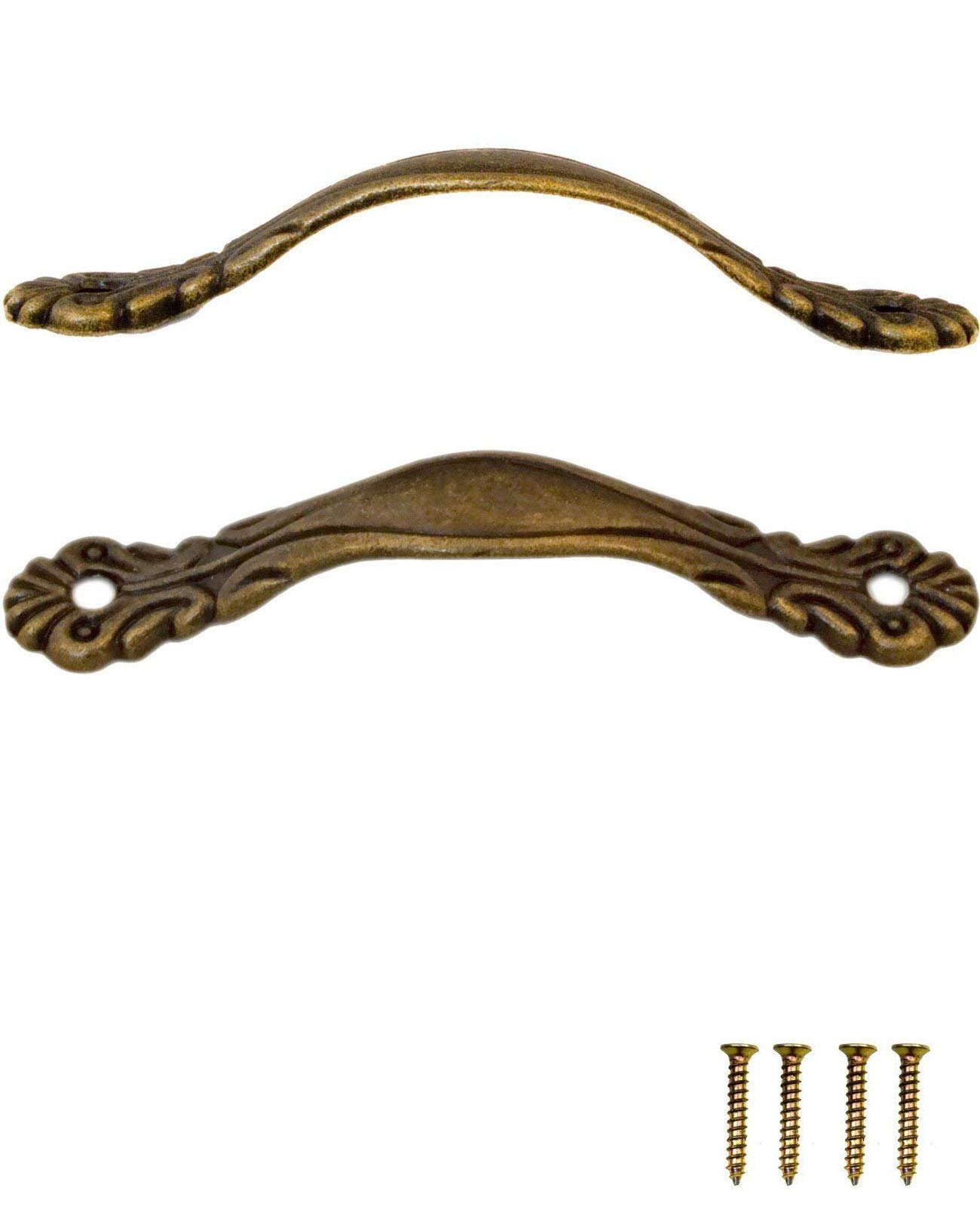 Fuxxer - 2x Antique Bronze Design Drawer Handles Buffets Dresser Drawer Handles Vintage Rustic Retro Style 80x14mm