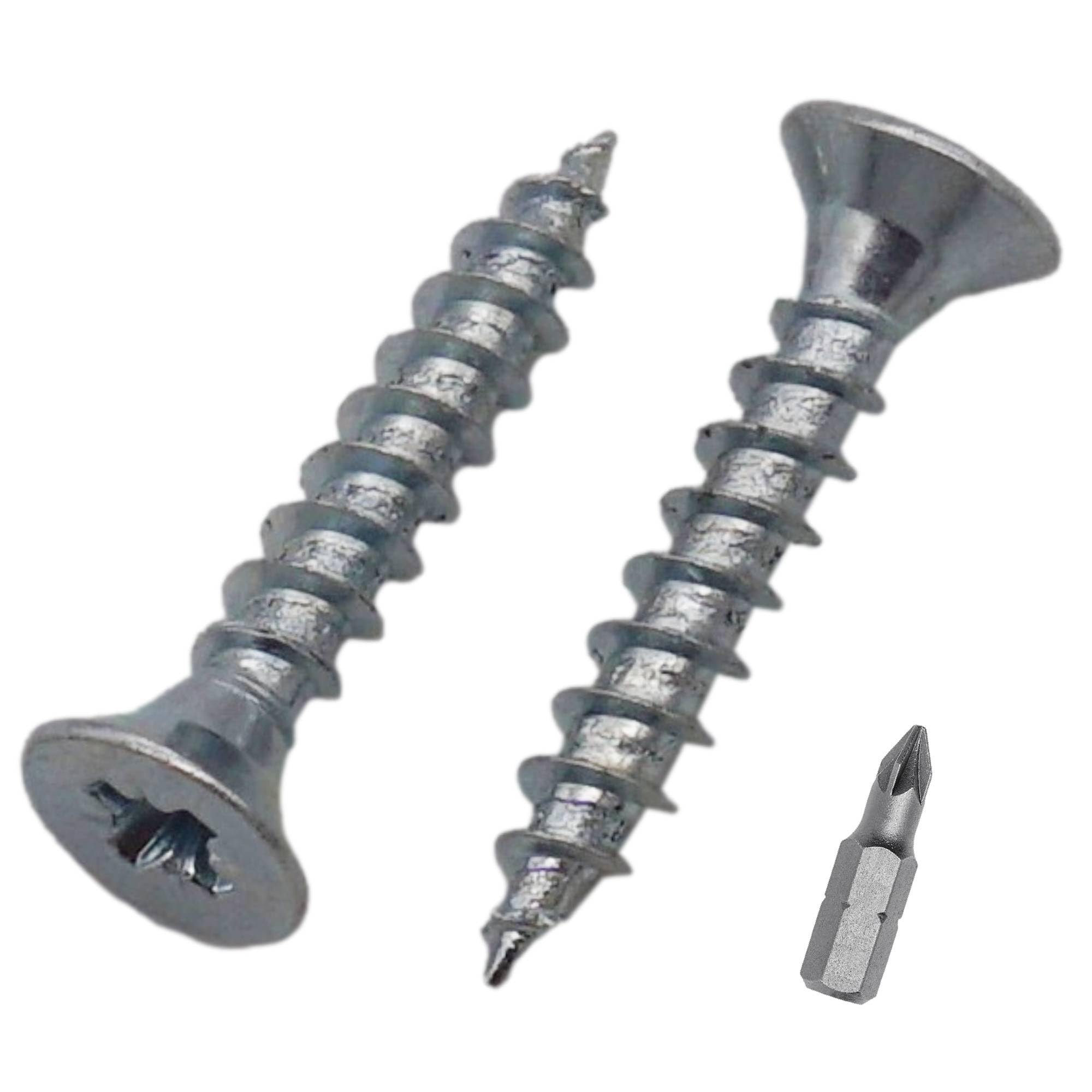 SKIR'CO (250 pcs) Zinc Plated Steel 3.0 x 18 mm Wood Screws, Pozidriv Countersunk Head, Chipboard Screws, PZ Fully Threaded