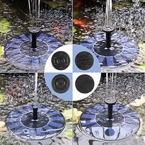 MEYUEWAL Solar Springbrunnen,1.5W Solar Teichpumpe mit Solar Panel Eingebaute Batterie Wasserpumpe Solar Schwimmender Fontäne Pumpe mit 4 Fontänenstile für Garten, Vogel-Bad,Teich,Fisch-Behälter