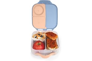 b.box Mini Lunch Box, Bento Box for Kids, Snack Container with 2 Leak Proof Compartments, Reusable Snack Containers with Lids, Kids Lunch Boxes Ages 3+, BPA Free, 4 1/4 Cup Capacity (Feelin' Peachy)