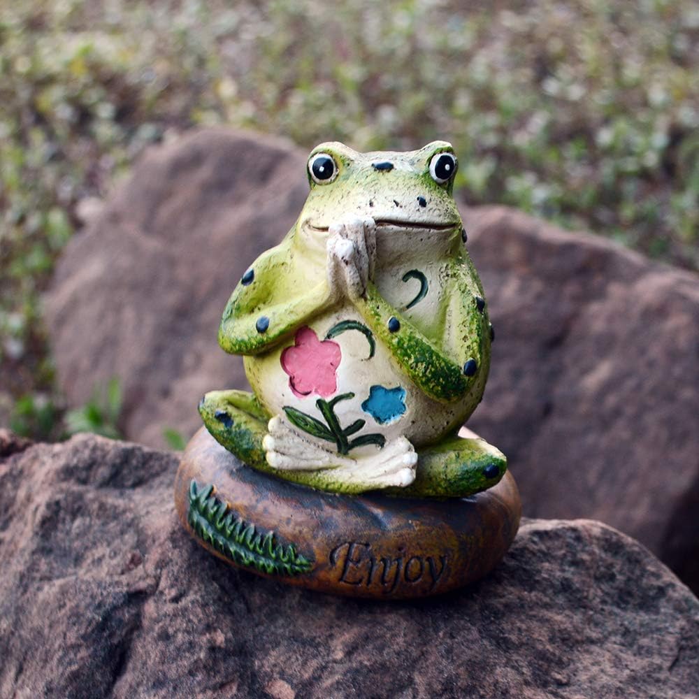 HoDrme Novelty Yoga Frog Figurine-Frog Sitting On Enjoy Stone Sculptures Office Outdoor Decor Garden Statue: Home & Kitchen