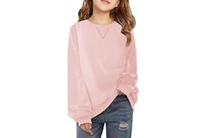 Haloumoning Girls Casual Crewneck Sweatshirts Kids Long Sleeve Oversized Fashion Pullover Tops 5-14 years