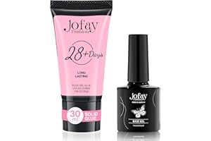 Jofay Fashion 30g Solid Nail Gel for Nail Tips with Base Gel, Upgrade Long Lasting Cure Needed Nail Gel for Fake Nails, Super Strong Adhesion Nail Gel