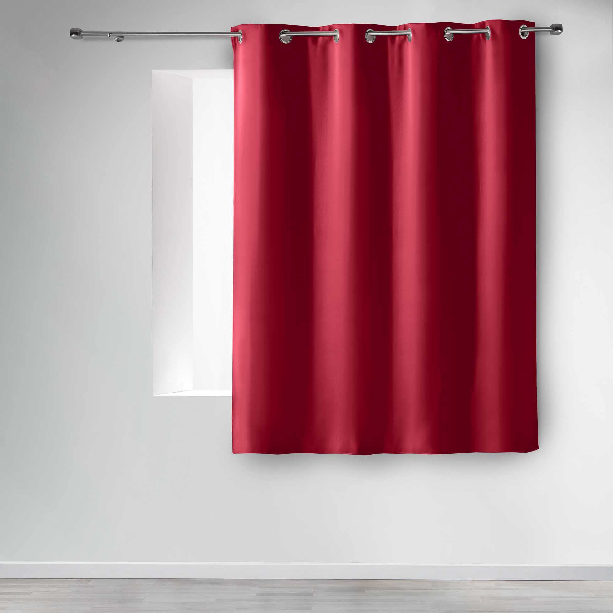 Douceur d'Intérieur Polyester - Curtains with Eyelets (140 x 180 cm), Ceramic, crimson, 140x1x180 cm