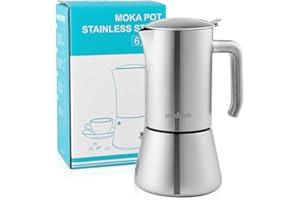wedrink Stovetop Espresso Coffee Maker 6 Espresso Cups Stainless Steel Moka Pot for Greca, Induction, Electric & Gas Stoves(1