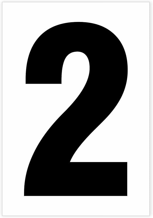 Zahl 2 schwarz auf weiß 12