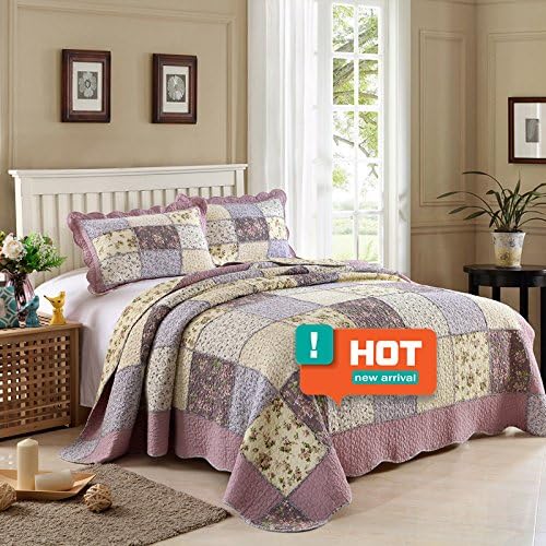Amazon Com Vesna Wedding Purple Plaid Vintage Bedding Quilt Set