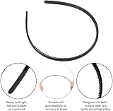 Kuou 4x Plastic Headbands Black 8mm Thin Teeth Non Slip Hair Bands view 3