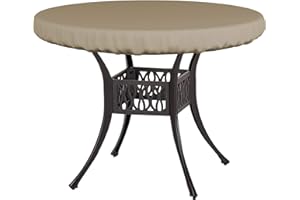 Covers & All Round Table Top Cover, 12 Oz Waterproof UV & Weather Resistant Patio Table Cover, Outdoor Table Cover for Patio Outdoor Furniture & Coffee Table (48" Dia x 4" H Inches, Beige)