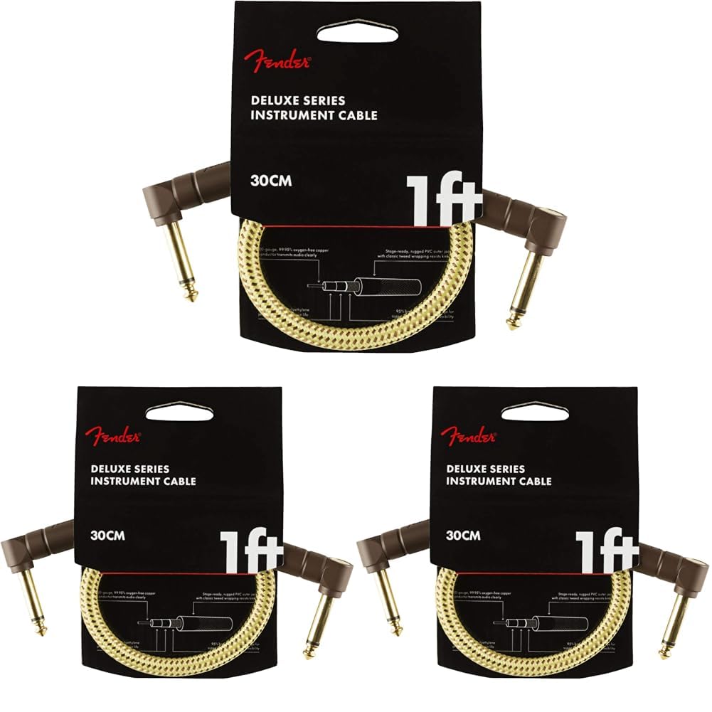 Fender 990820097 Deluxe Series Patch Cable - 1 ft – ANG/ANG – Tweed (Pack of 3) — image 1